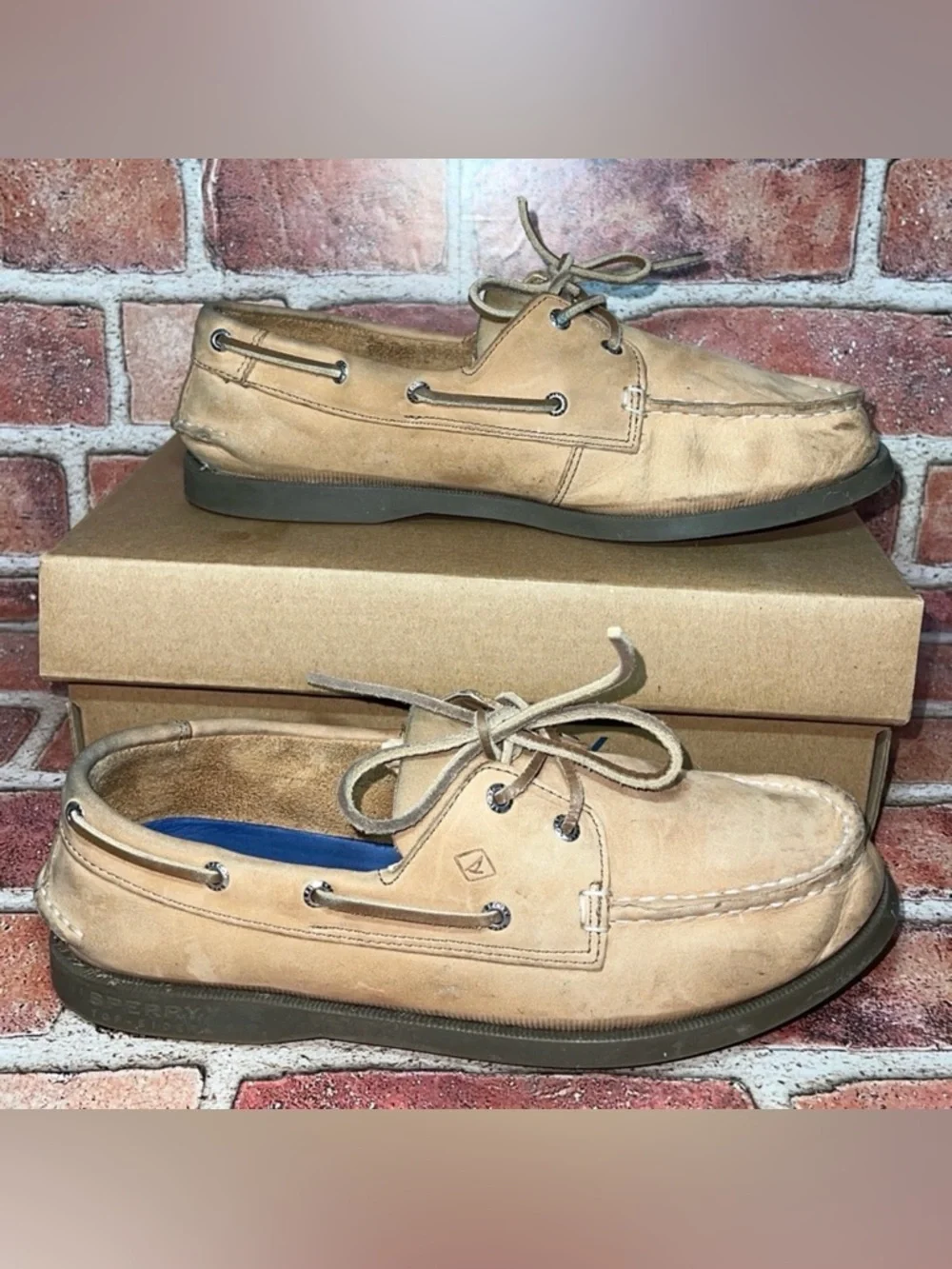 Pre-Owned Sperry Top Sider A/O Sahara Leather Boat Shoe Brown Sz US 5.5M YB27284
